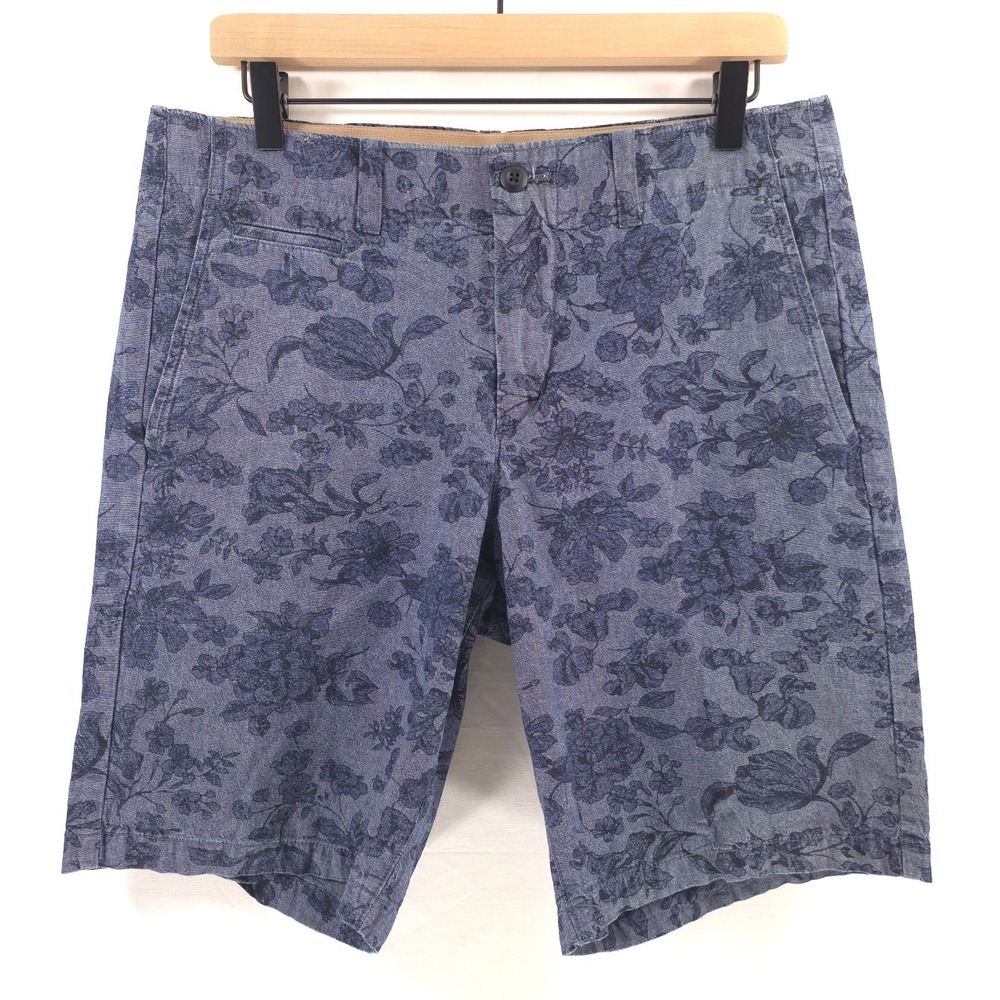 Gap Men's Shorts‎ Lived-In 32 Blue Floral Print Chambray